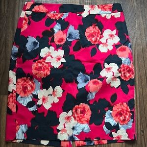 Floral Women's Skirt - Pink and Black